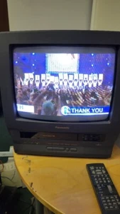 Panasonic 13” VCR TV Combo PV-M1346 Vintage Gaming Tested Working with remote - Picture 1 of 8
