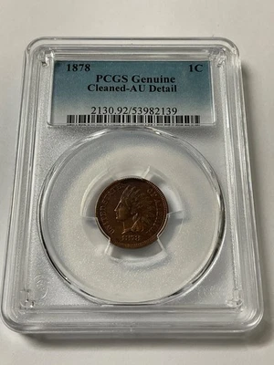 1878 Indian Head Penny 1C PCGS Genuine Au Detail 53982139 - Image 1 of 2