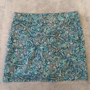 Croft & Barrow Skort Größe 12 kurz blau Paisley Stretch Taschen Baumwollmischung - Bild 1 von 6