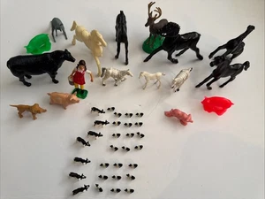Lot of 46 pcs Set Some Marked Hong Kong Farm Animals Figurines Cows Horses Pigs - Picture 1 of 9