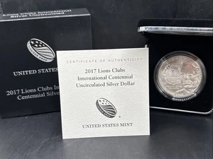 2017 P Lions Club International Centennial Proof Commem 90% Silver Dollar OGP - Picture 1 of 7