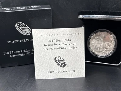 2017 P Lions Club International Centennial Proof Commem 90% Silver Dollar OGP - Image 1 of 4
