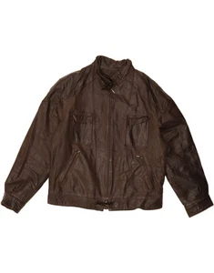 VINTAGE Mens Leather Jacket UK 42 XL Brown Leather KV08 - Picture 1 of 4