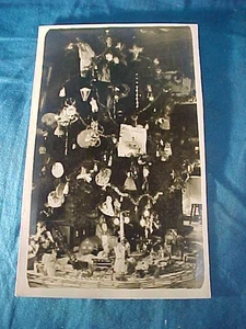 Early 20thc DECORATED CHRISTMAS TREE w Train Toys REAL PHOTO POSTCARD - Picture 1 of 2