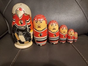 CHICAGO BLACKHAWKS Collectors Limited Edition Nesting Doll 1990's NHL Wooden - Picture 1 of 7