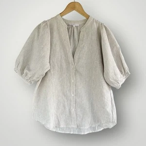 Blusa Camisa Top Olivaceous Lino Puro Mujer Talla L Beige - Imagen 1 de 7