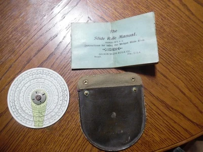 VTG Gilson The Binary Slide Rule Circular Leather Pouch Manual Pat 1922 W/Case - Image 1 of 4