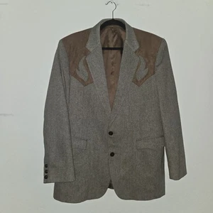 Circle S Dallas Texas Gray/Tan tweed western country sport coat blazer sz 42R - Picture 1 of 15