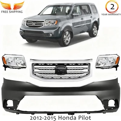 Front Bumper Cover Fascia Paintable & Grille Assembly For 2012-2015 Honda Pilot Foto 1 de 4