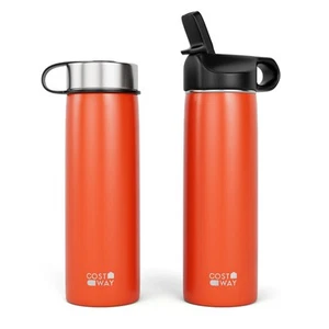 22 oz Double-Walled Insulated Water Bottle Leakproof Stainless Steel Orange - Picture 1 of 10