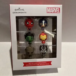 Hallmark Marvel Set of 6 Mini Ornaments New in Box Hulk Groot Spiderman - Picture 1 of 1