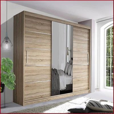 RAC3 Sliding Door Wardrobe with Mirror Panel | Modern Bedroom Storage Closet