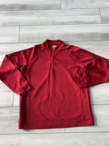 ADIDAS Mens Large Red Pullover Athletic Shirt Jacket Sweater 1/4 Zip CLEAN! - Picture 1 of 13