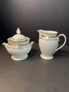 Mikasa Fine China Lap13 Regal Court 8oz Creamer & Lidded Sugar Bowl EUC - Picture 1 of 20