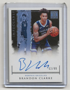 2019-20 Panini Impeccable Impeccable Rookie Signatures #36 Brandon Clarke #d/99