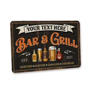 Personalized Bar And Grill Sign Home Bar Decor Gift For Him Custom 108122002194 - Picture 1 of 10