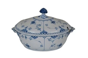 Sopa Royal Copenhagen 1960 Musselmalet azul acanalado medio encaje 595 13" - Imagen 1 de 13