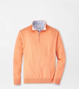 Peter Millar Men's Whitaker Quarter-Zip Sweater Coral Haze Orange Small - Picture 1 of 1