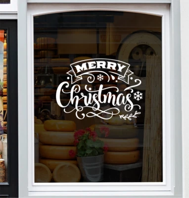 38K VINYL GRAPHICS Merry Christmas Sticker Xmas Window Display Retail Decoration Shop Decal