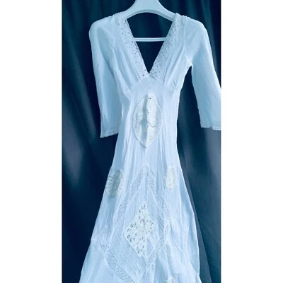 Nuevo con etiquetas Vestido Lolita Taca St Barth Blanco Crochet Encaje Talla XS Original $575 Foto 1 de 4
