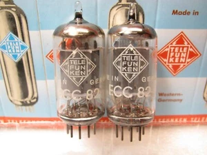 ECC82 TELEFUNKEN SMOOTH PLATES PLATINUM MATCHED PAIR,NATO specs   TV7 tested  #2 - Picture 1 of 5