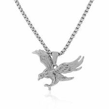 Stainless Steel Silver-Tone Bird Eagle Mens Pendant Necklace, 24"