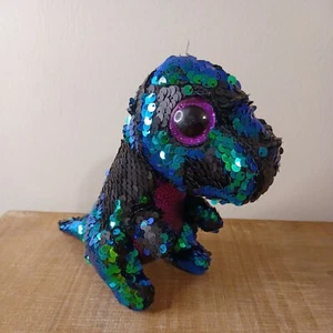 Ty Flippables Crunch Plush Dinosaur Dragon Sequined Glitter Eyes Stuffed Animal - Picture 1 of 9