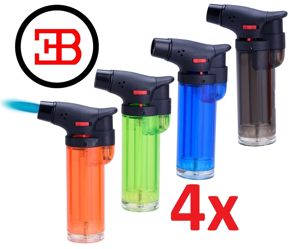 4x Sturmfeuerzeug Flambierer Bunsenbrenner Crunch Feuerzeug Jet Flamme Blueflame - Bild 1 von 1