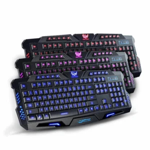 3 Colors Switchable LED Backlight Illuminated USB Wired Gaming Keyboard AU Stock - Picture 1 of 8