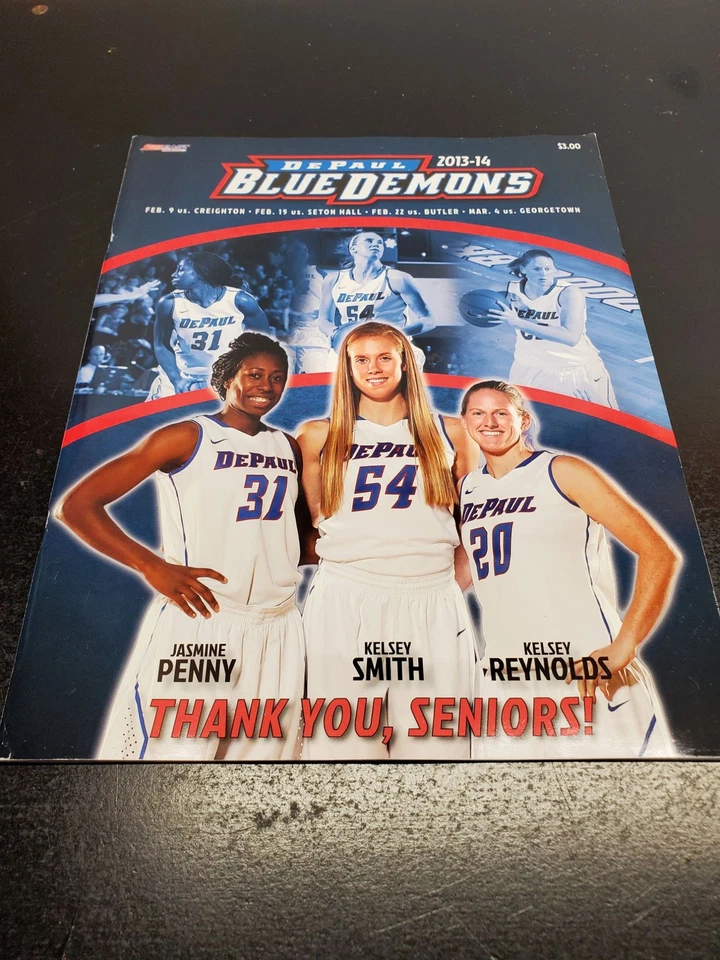 2013-14 DePaul Blue Demons Women's Basketball program - Jasmine Penny-Kelsey Smi - Image 1 of 4