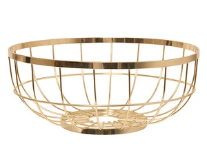 Fruit Basket Open Grid in Gold Wire by Present Time - Picture 1 of 4