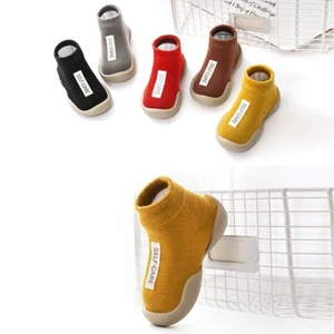 Kids Toddler Baby Boys Girls Solid Letter Anti-Slip Knitted Warm Socks - Picture 1 of 20