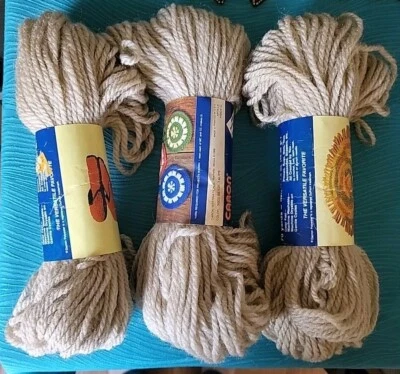 Vintage Caron HEAVY RUG YARN 3 Skeins Of 1.6oz 45g 70yd Color 0003 Beige Taupe - Image 1 of 3