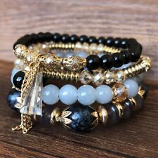 Bracelet multicouche cristal boho perles bracelet extensible femmes bijoux 4 pièces/ensemble