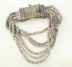 Signed Silpada "Go Gorgeous" Heavy Multi Strand Byzantine Chain Bracelet - Picture 1 of 7