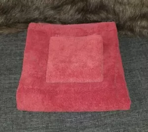 VINTAGE RALPH LAUREN AVENUE RUSSET/TERRACOTTA 2PC BATH & HAND TOWEL SET USA MADE - Picture 1 of 9