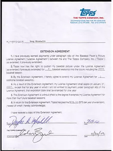 Doug Mirabelli 2002 Topps SIGNED CONTRACT w/TOPPS COA 2004 2007 World Series - Picture 1 of 4