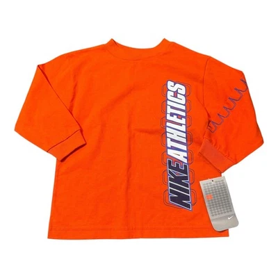 Camisa Y2K Nike Atletics Naranja Manga Larga Niño Pequeño 4/5 Gráfico Nueva con Etiquetas Foto 1 de 4