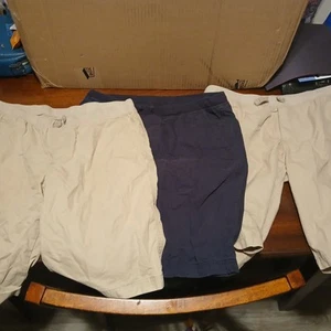 Izod Drawstring Pull On Flat Uniform Shorts Beige/Navy Boys Husky Size XL 18-20 - Picture 1 of 6
