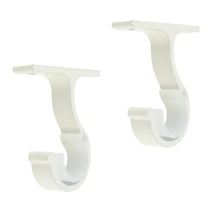 2 Pcs Ivory White Curtain Rod Brackets, Holders, Mounting Screws, Anchors, Wall - Picture 1 of 7