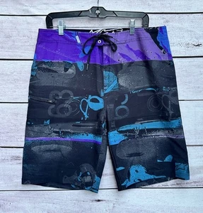 Alpinestars Board Shorts Hombres 34 Negro Púrpura Geométrico Sin Forro Natación Elastizado - Imagen 1 de 8