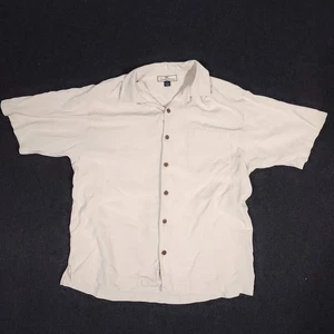 Camicia seta hawaiana Tommy Bahama uomo media beige Martini barca ricamata Aloha - Foto 1 di 14