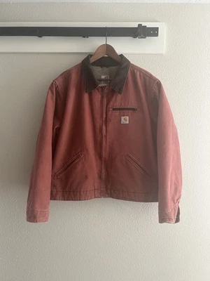 Carhartt XL WomenDetroit Jacket Sherpa Vintage Salmon Rose Pink Color WJ097 VRS - Image 1 of 4