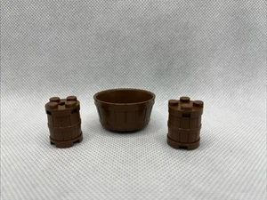 Vintage LEGO 4424 Barrel Half Large Brown (no hole) & 2 Small Barrels 2489 - Imagen 1 de 3