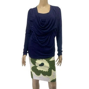 GIVENCHY Navy Blue Vintage Drape Beaded Top - Picture 1 of 8