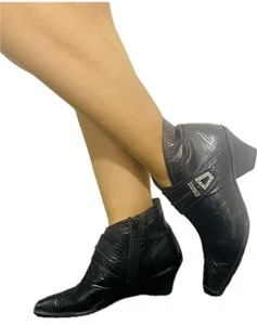 Black Leather Ankle Boots By Hispanitas - Size EU 37 - Excellent Conditions - Picture 1 of 7
