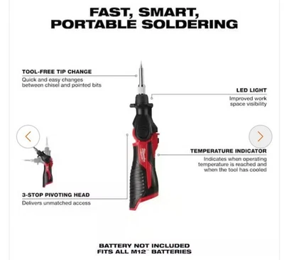 Herramienta de soldador inalámbrica Milwaukee 2488-20 M12 12 voltios de iones de litio solamente Foto 1 de 3
