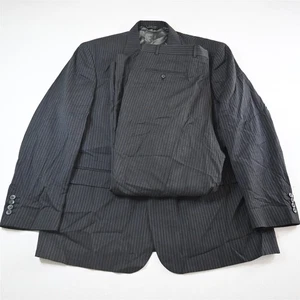 J Ferrar 50L 40x32 Gray Striped 100% Wool Mens Jacket Pants Suit - Picture 1 of 12