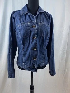 Jeansjacke Damen Größe L 100 % Baumwolle tailliert geknöpft Taschen - Bild 1 von 9