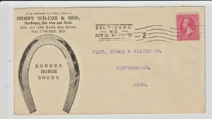 Baltimore MD 1898 ln 2 cl Illust advt HENRY WILCOX BROS EUREKA HORSE SHOES (h87) - Picture 1 of 2